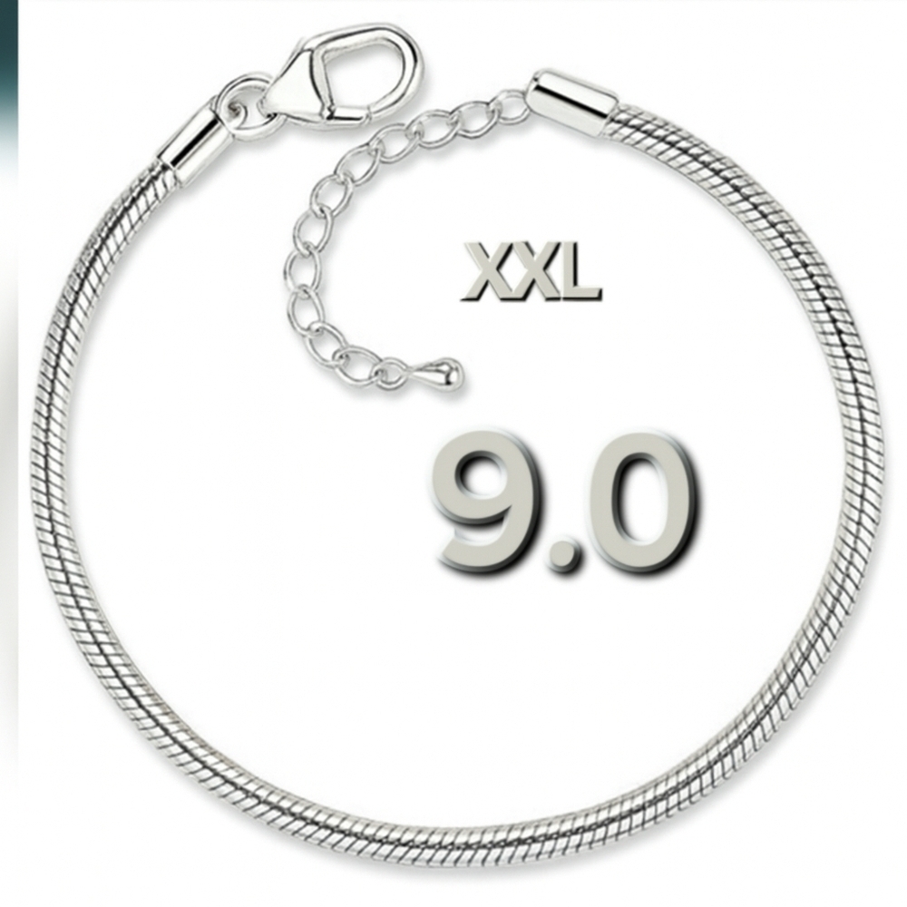 XXL 9.0 Silver Charm Bracelet Starter Bracelet Only No Charms
